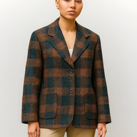 Kirkland Hall VTG Tweed Plaid Blazer M 90s Dark Academia Old Money Classic Prep - Picture 1 of 12